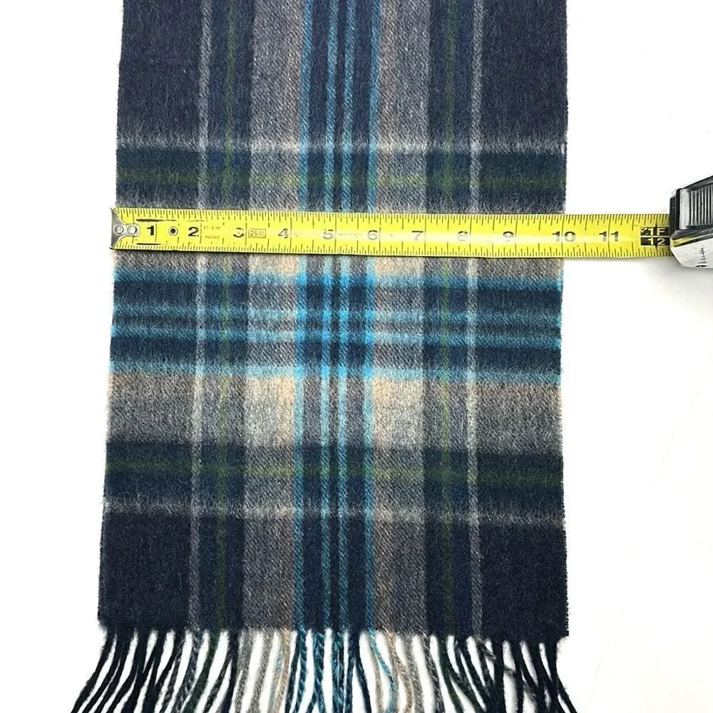 NWOT Marchbrae Wool Gray Blue Plaid Scarf Men’s